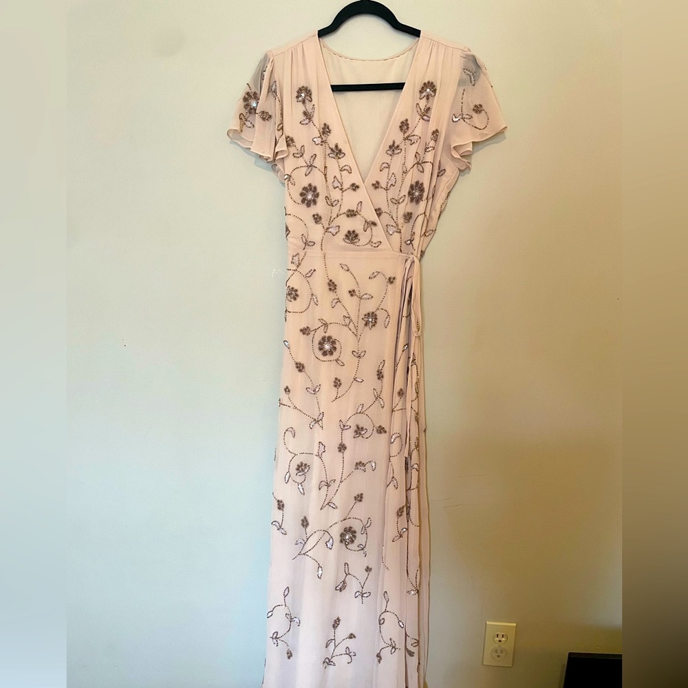 BHLDN Anthropologie Plymouth dress, size 8, blush/tan